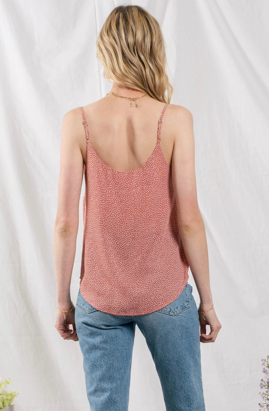 V Neck Dot Woven Top