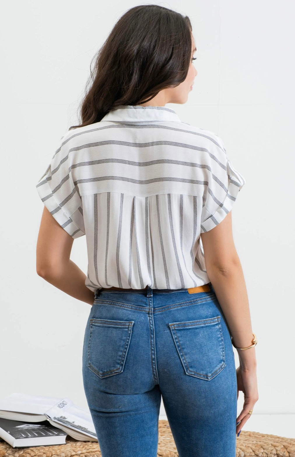 Striped Roll Up Sleeve Shirt