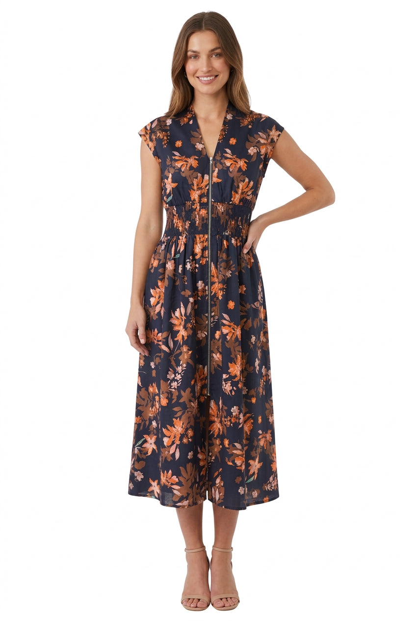 Front Zip Maxi Dress with Pockets