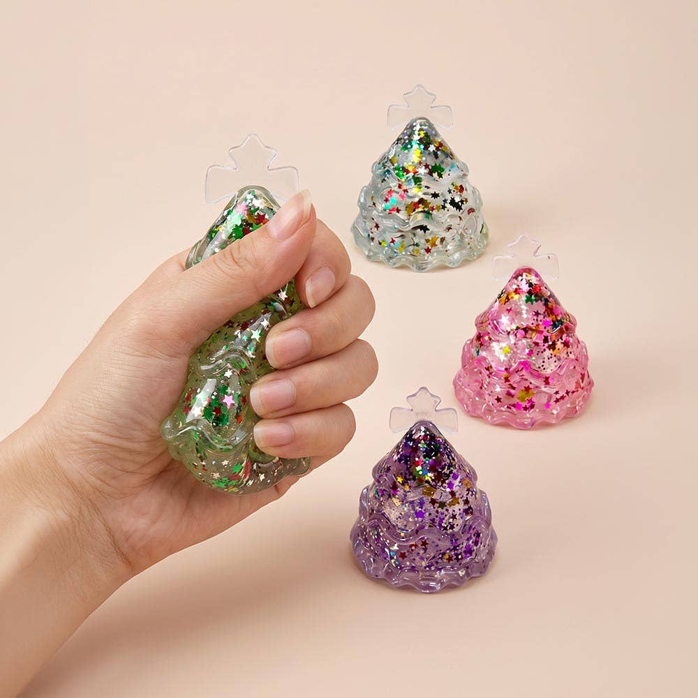 12PCS - Glitter Christmas Tree Squeeze Squishy Stress Relief Toy