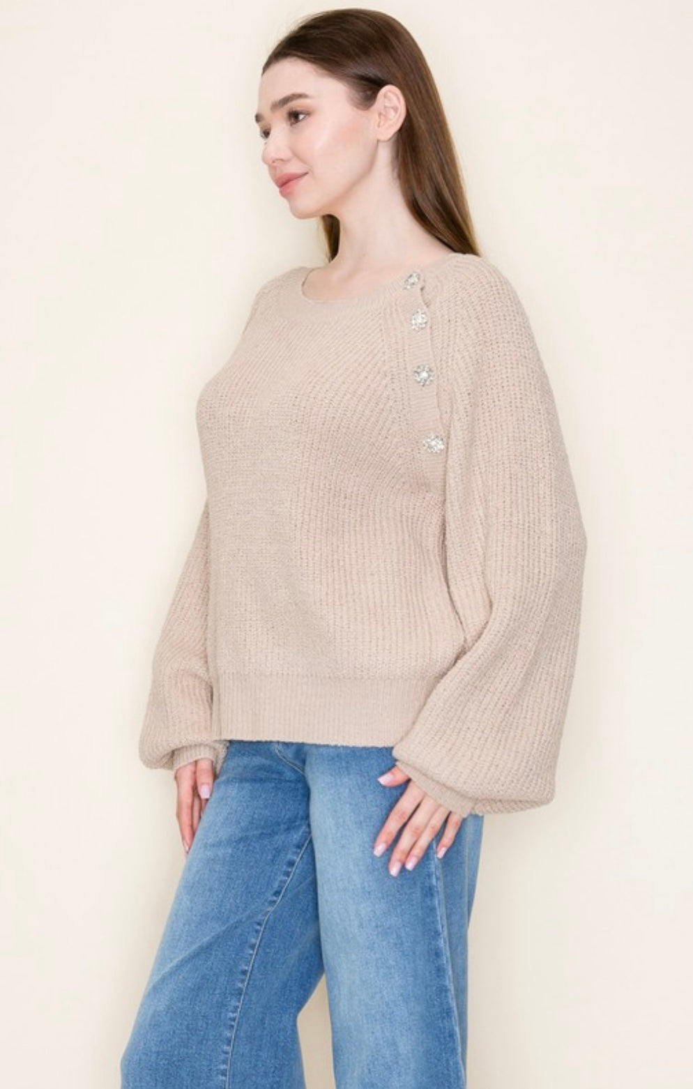 Long Sleeve Detailed Sleeve Sweater