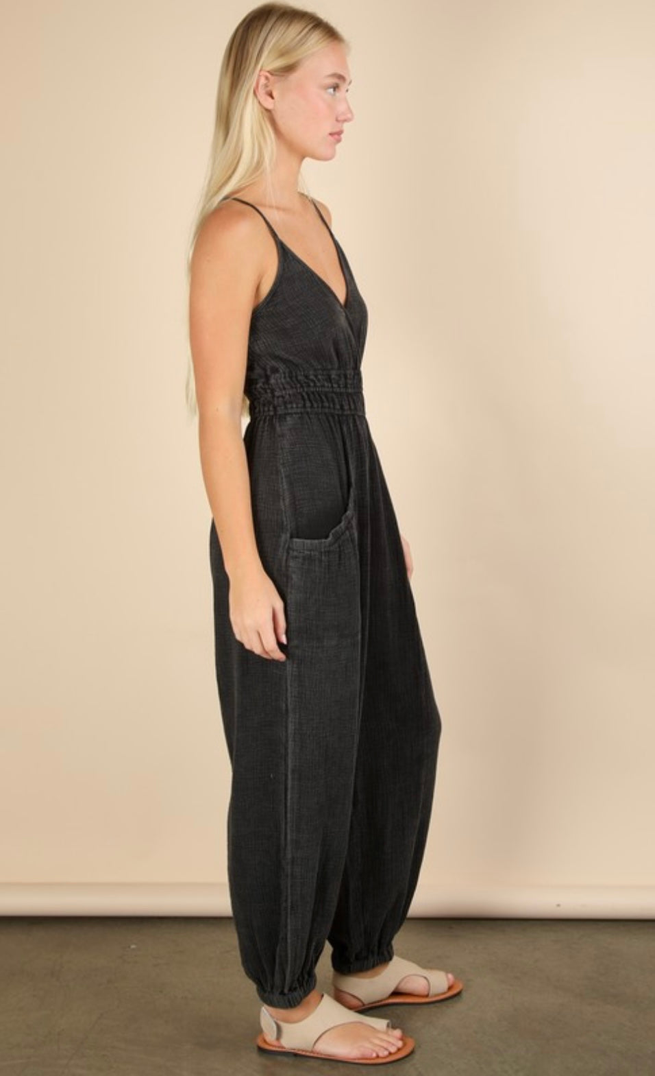 Mineral Washed Cotton Jumpsuit