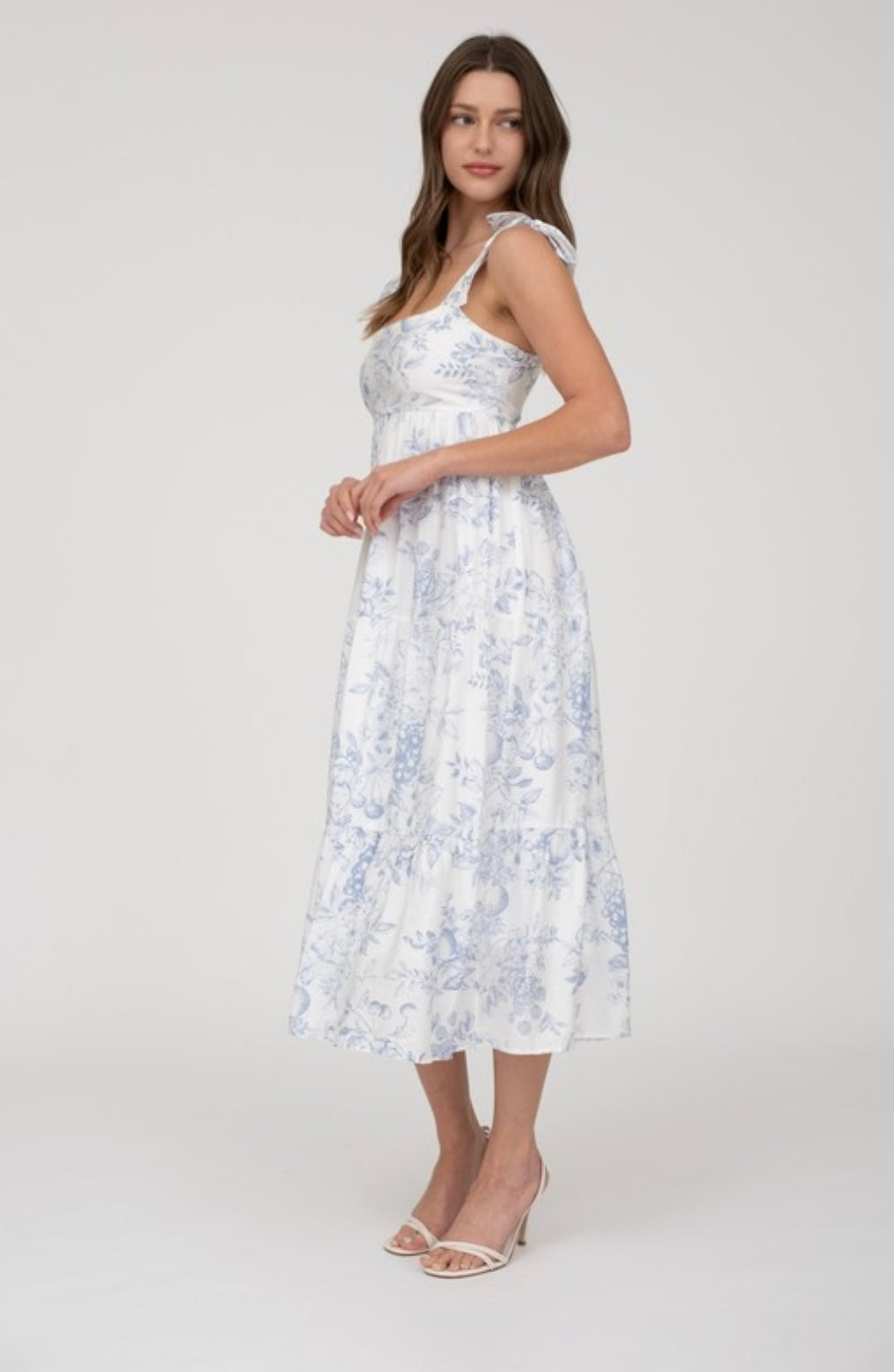 Fruit Blossom Tiered Midi Dress