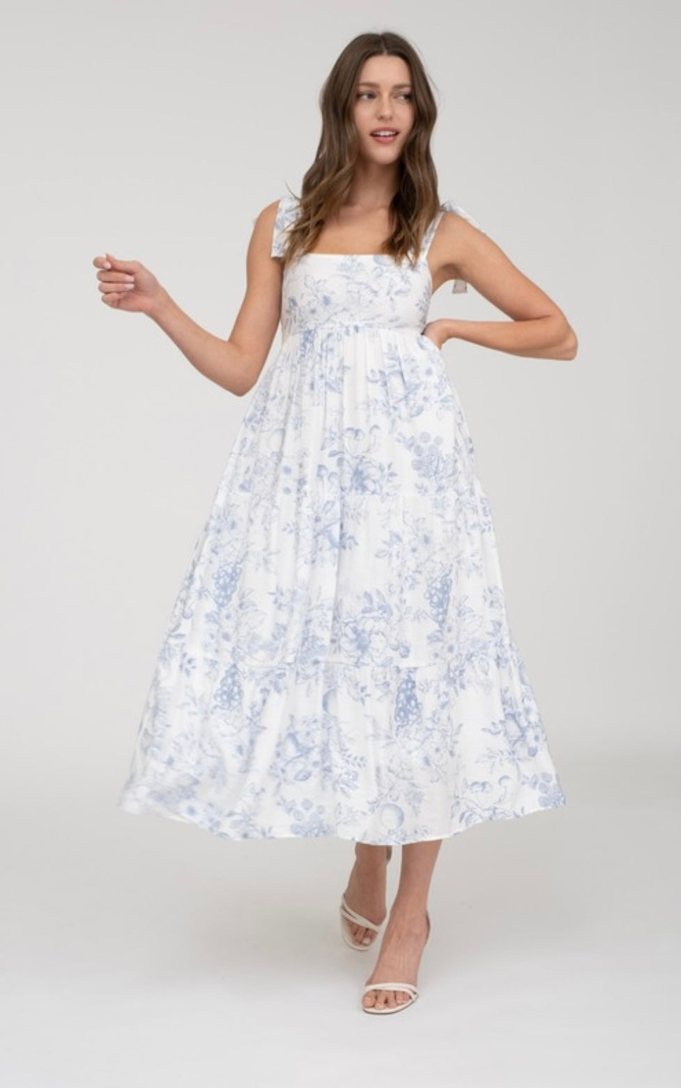 Fruit Blossom Tiered Midi Dress