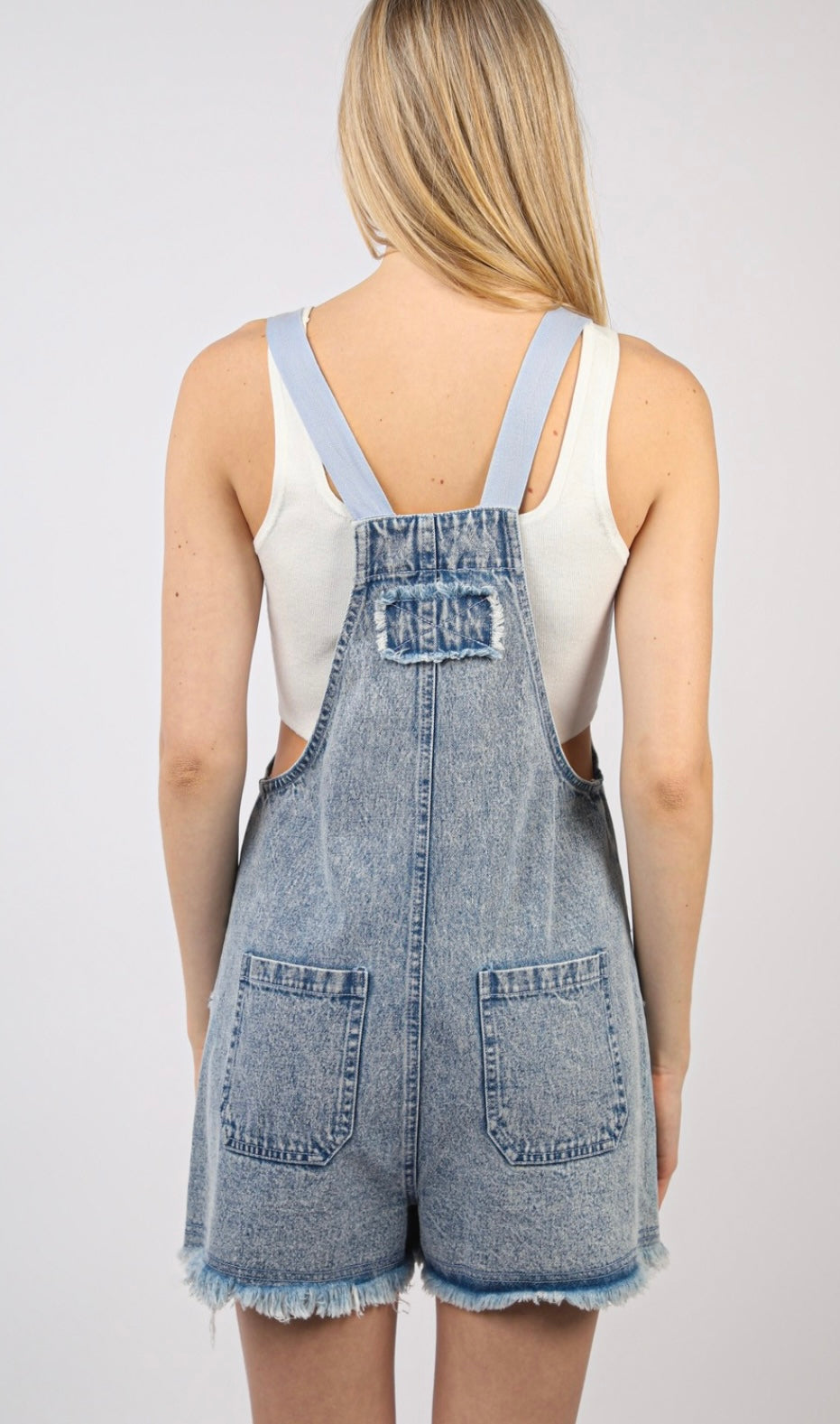 Washed Cotton Denim Romper