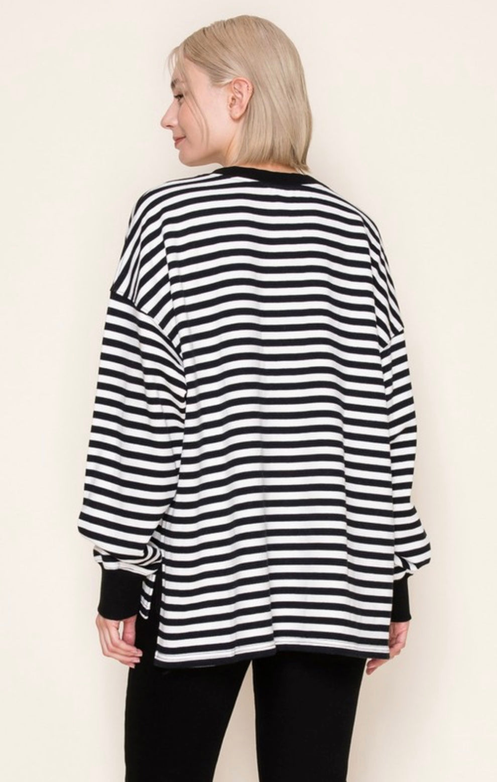 Black and White Striped Long Sleeve