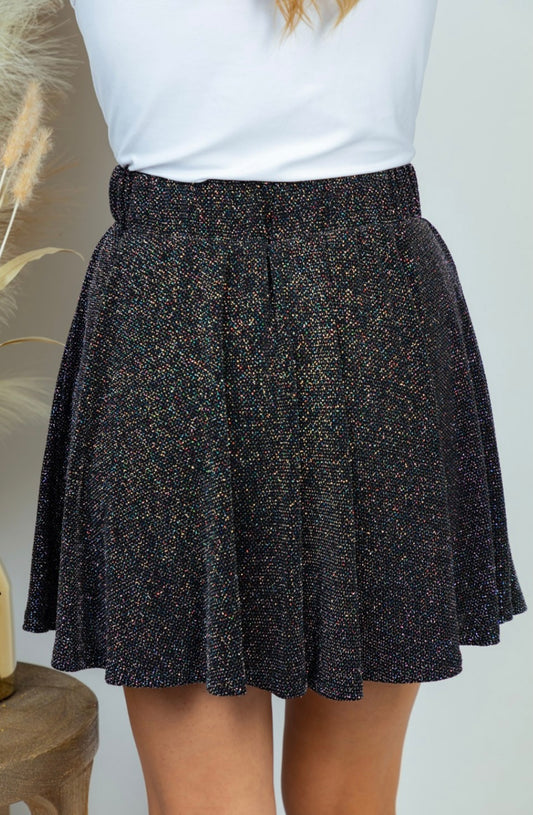 High Waisted Metallic Skirt With Shorts