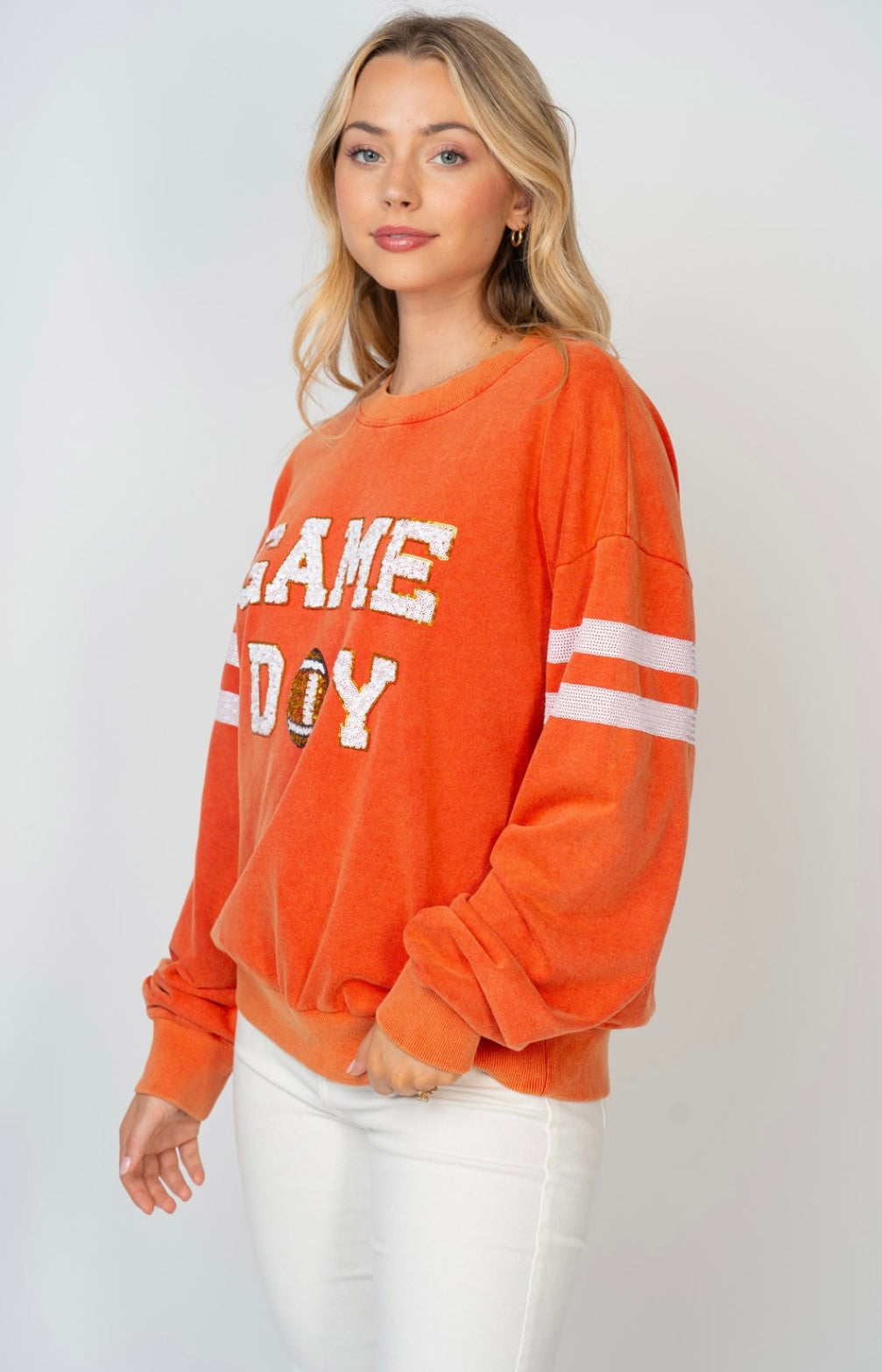 Long Sleeve Sequin Game Day Crewneck