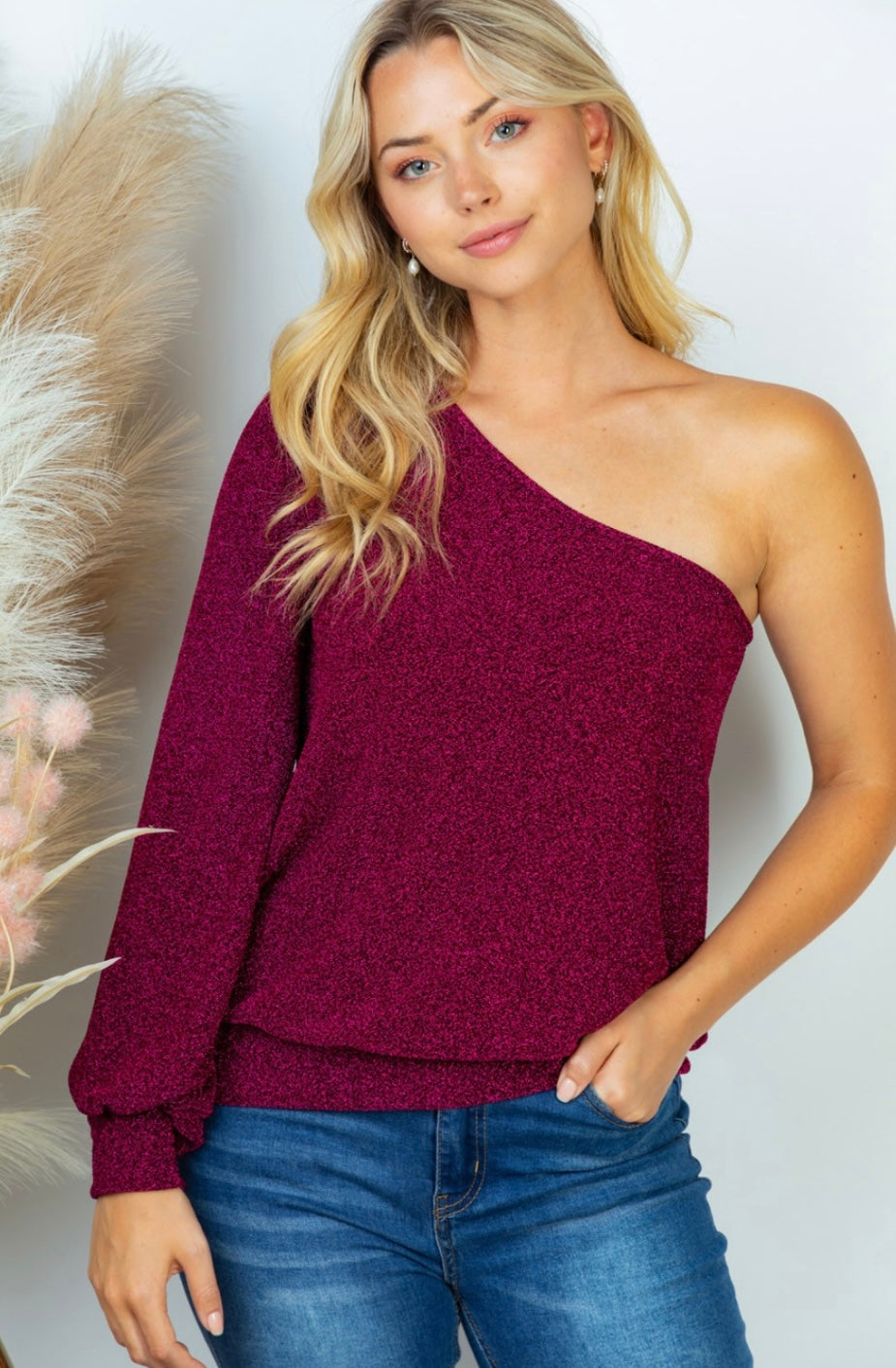 One Sleeve Metallic Top