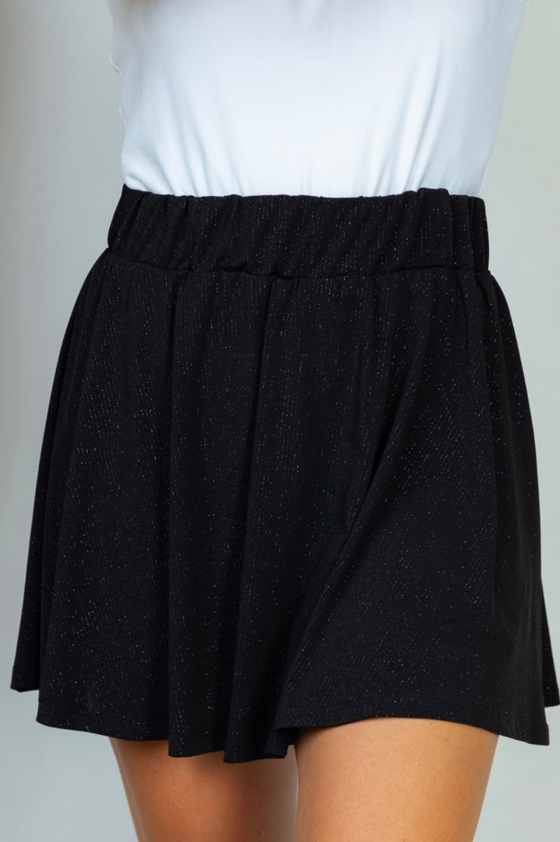 High Waisted Glitter Skirt With Shorts