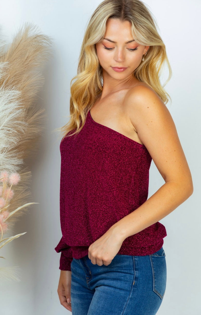 One Sleeve Metallic Top