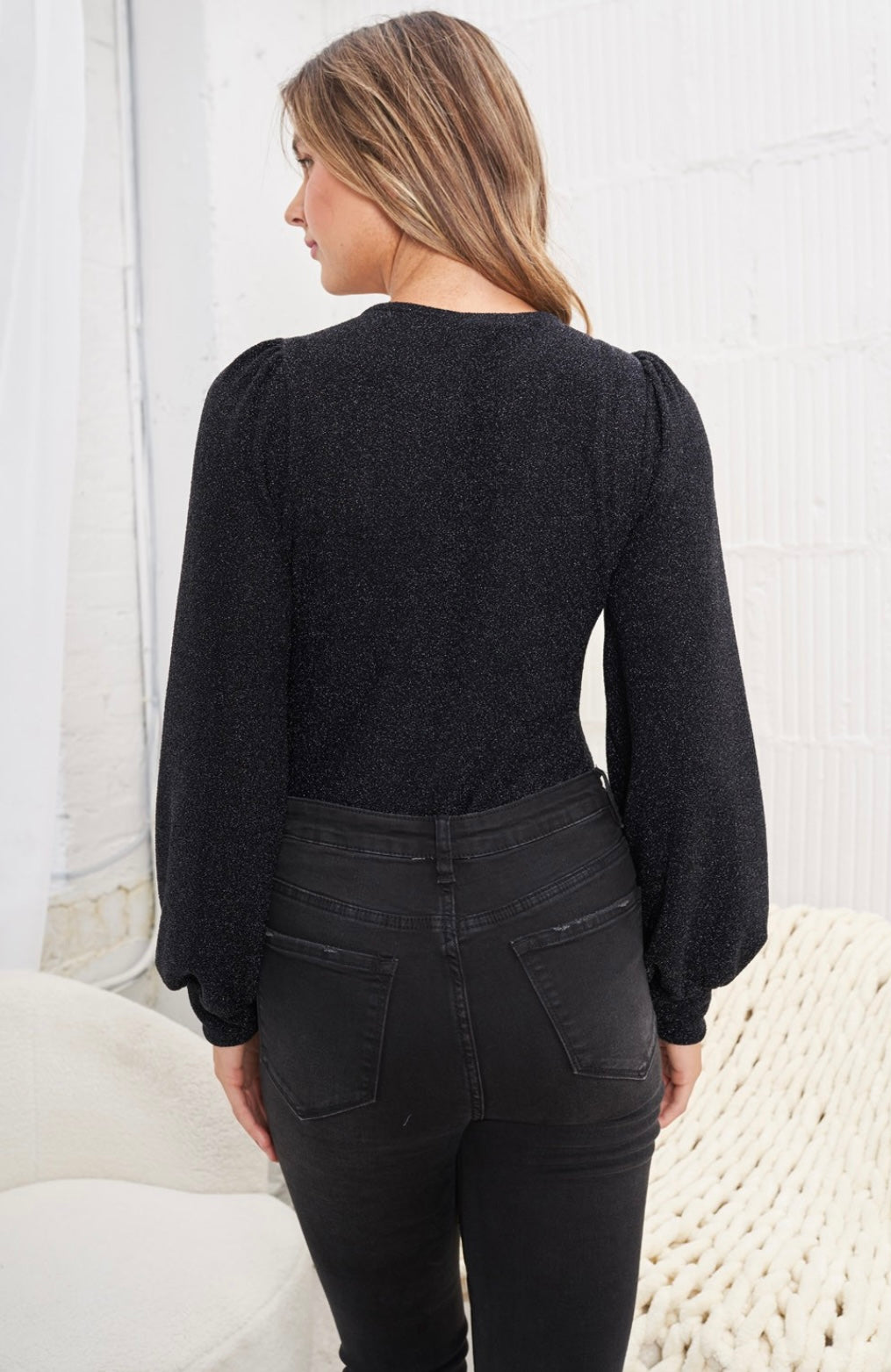 Long Sleeve Metallic Bodysuit