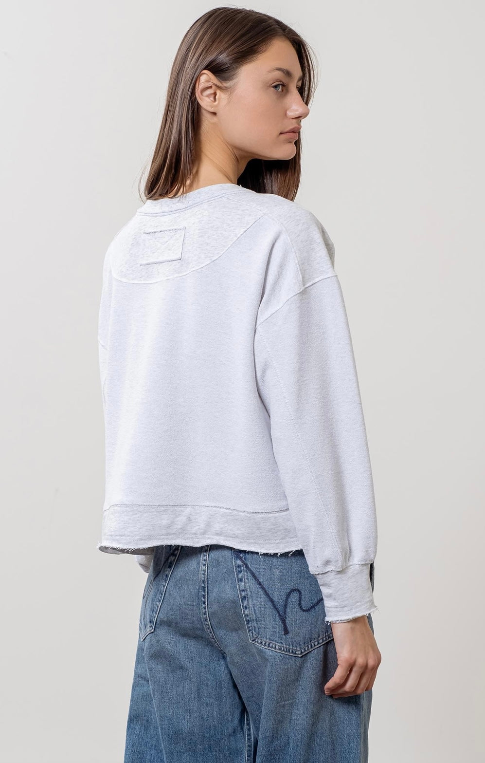 Drop Shoulder Raw Edge Top