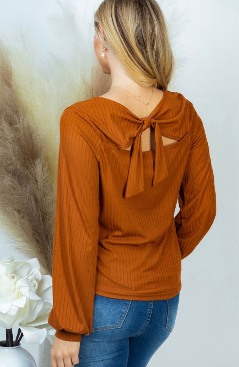 Long Sleeve Tie Back Top