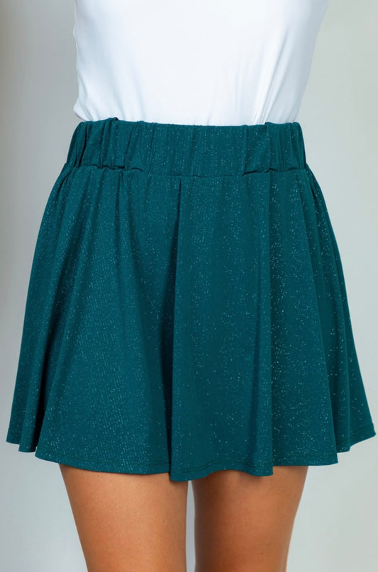 High Waisted Glitter Skirt With Shorts