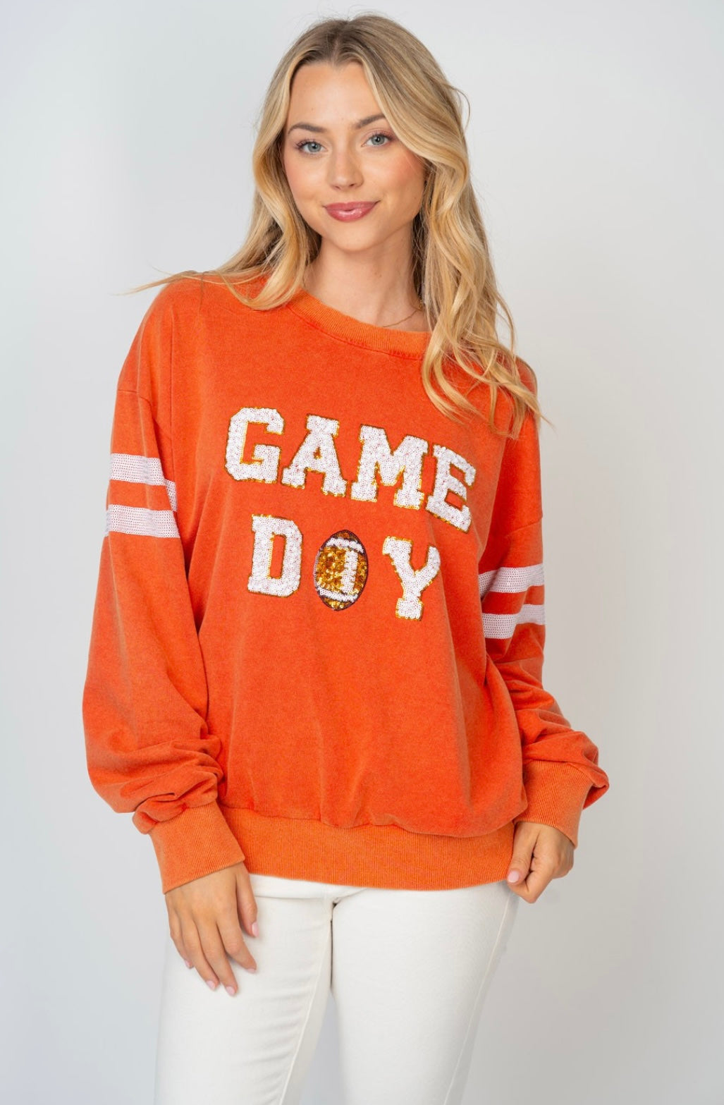 Long Sleeve Sequin Game Day Crewneck