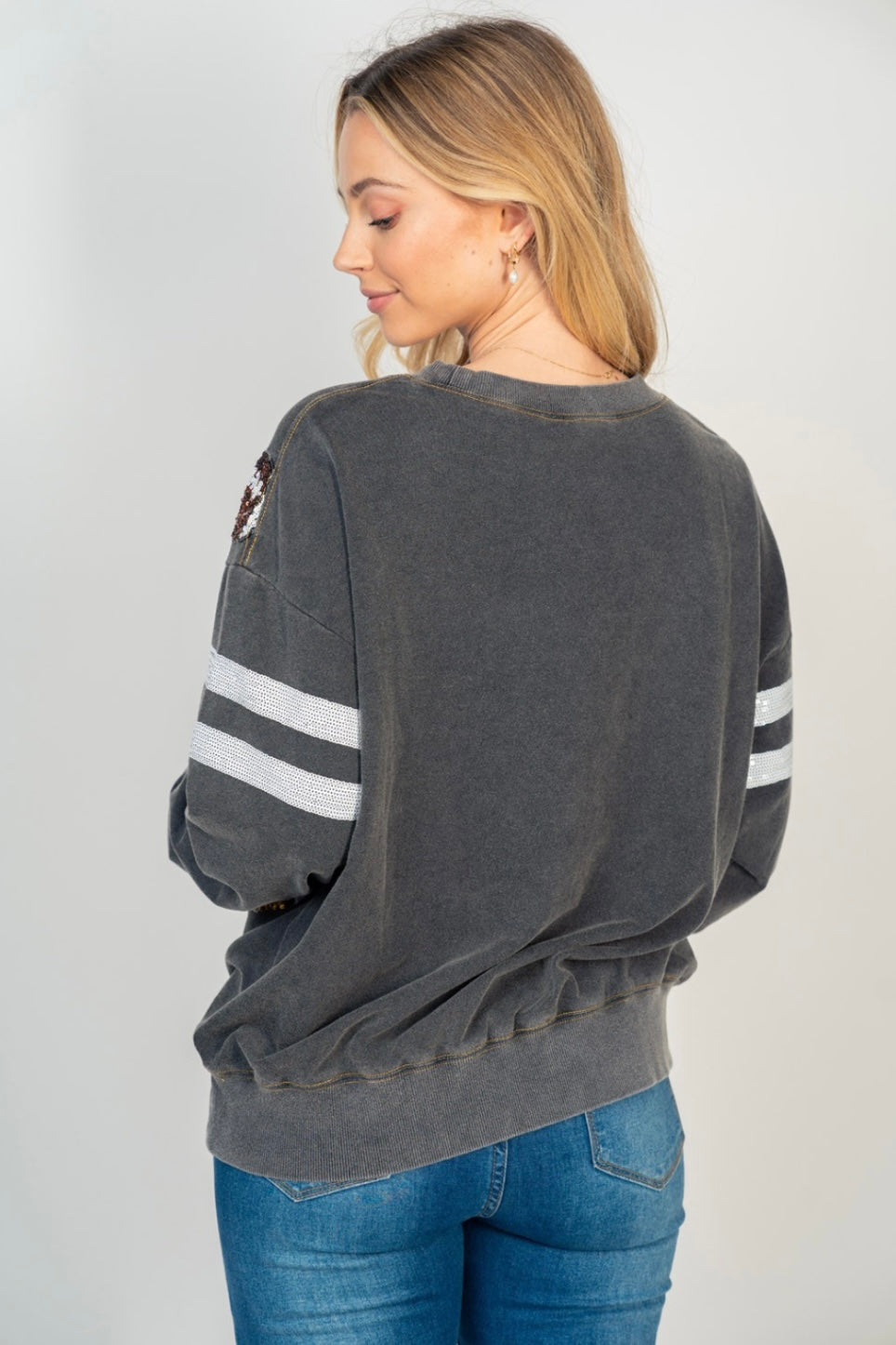 Sequin Football Crewneck