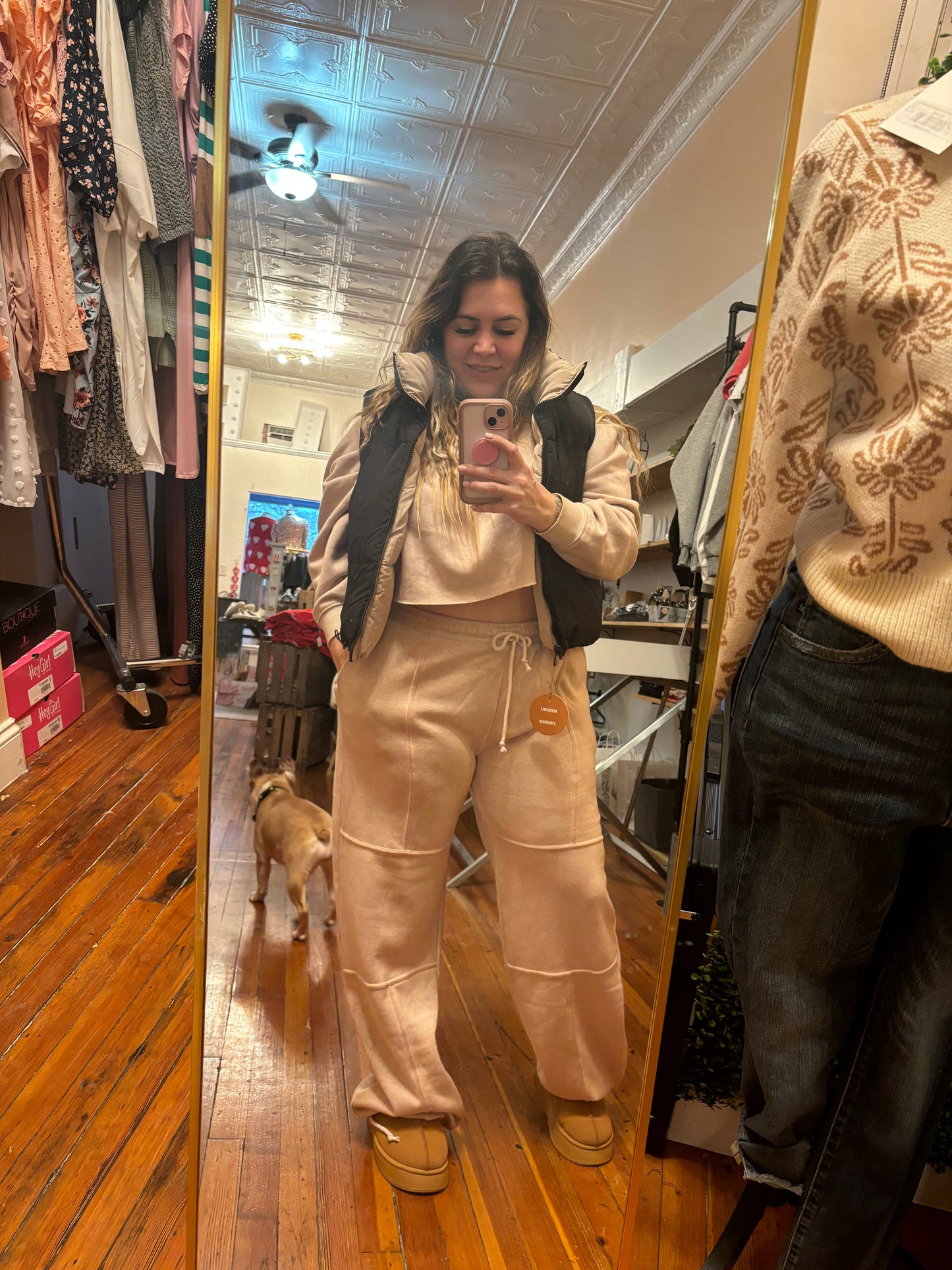 Tan Bottom Tie Sweatpants