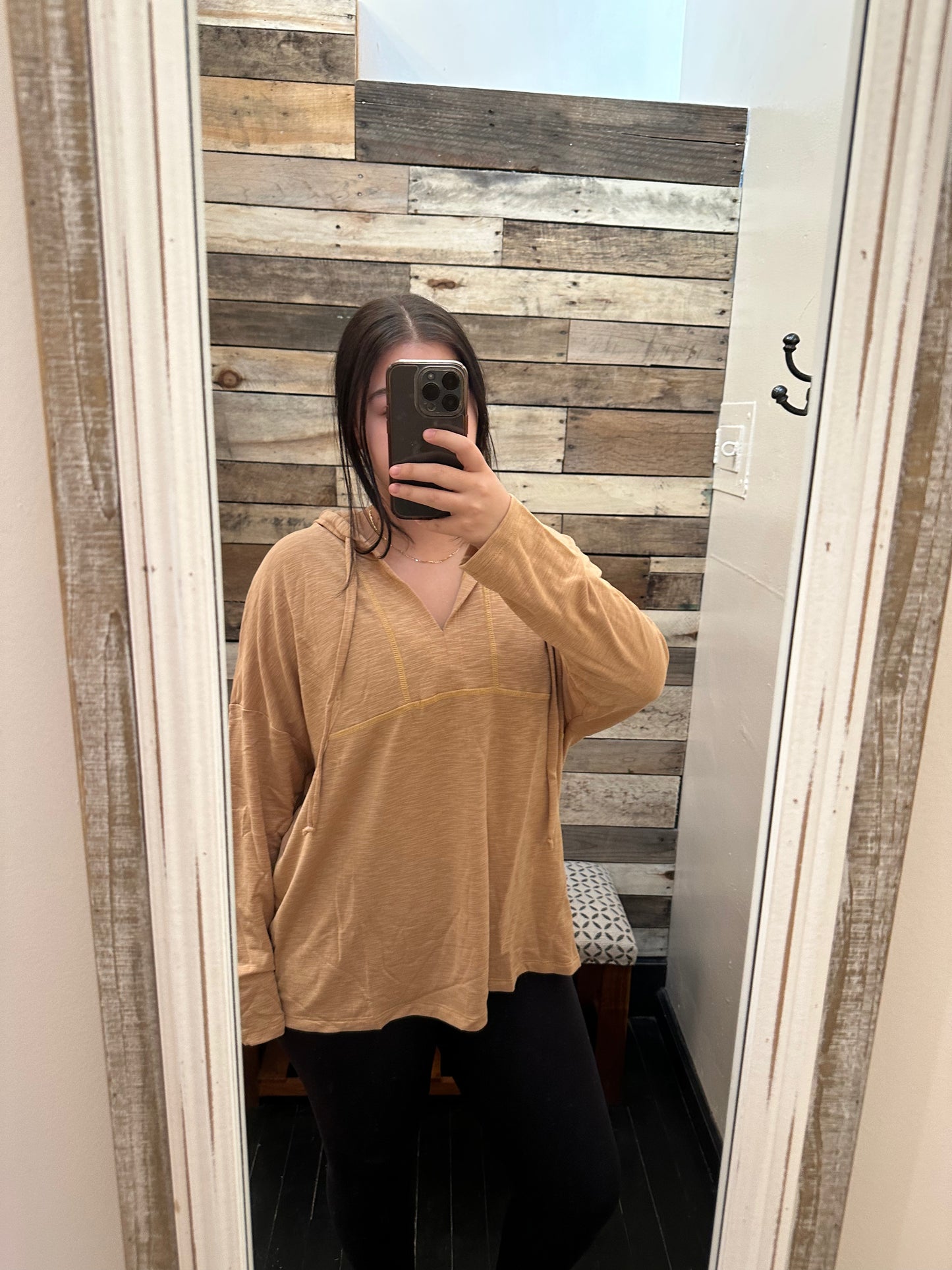French Terry Hoodie With Reverse Stitching