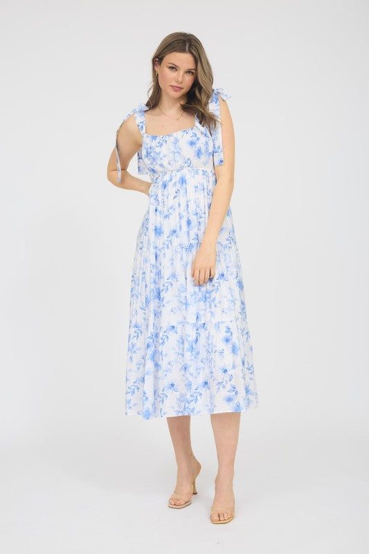 Fruit Blossom Tiered Midi Dress