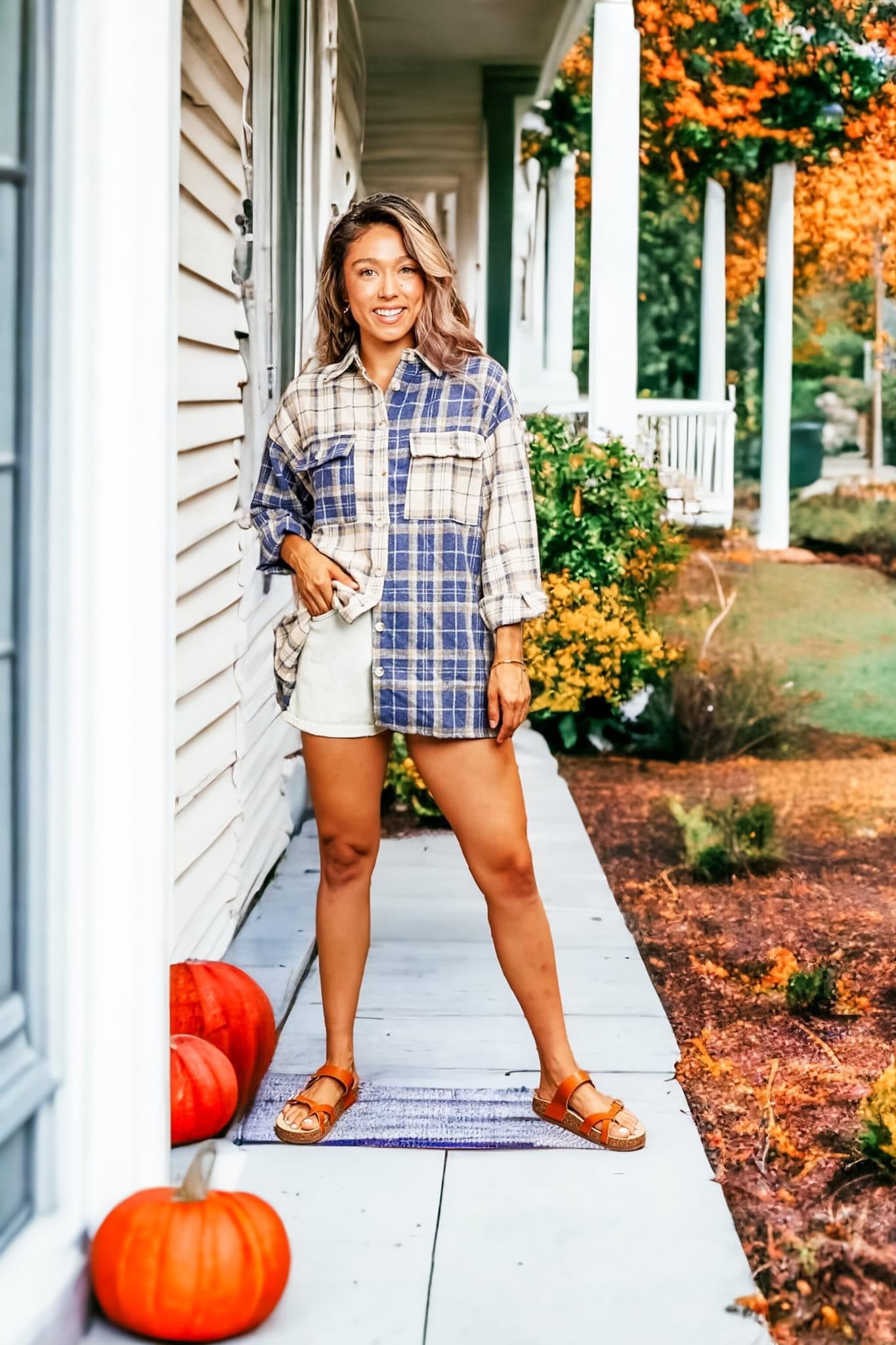 Plaid Dropped Shoulder Shirt Jacket