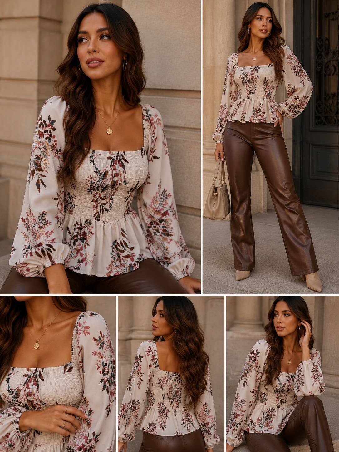 Floral Smocked Peplum Top