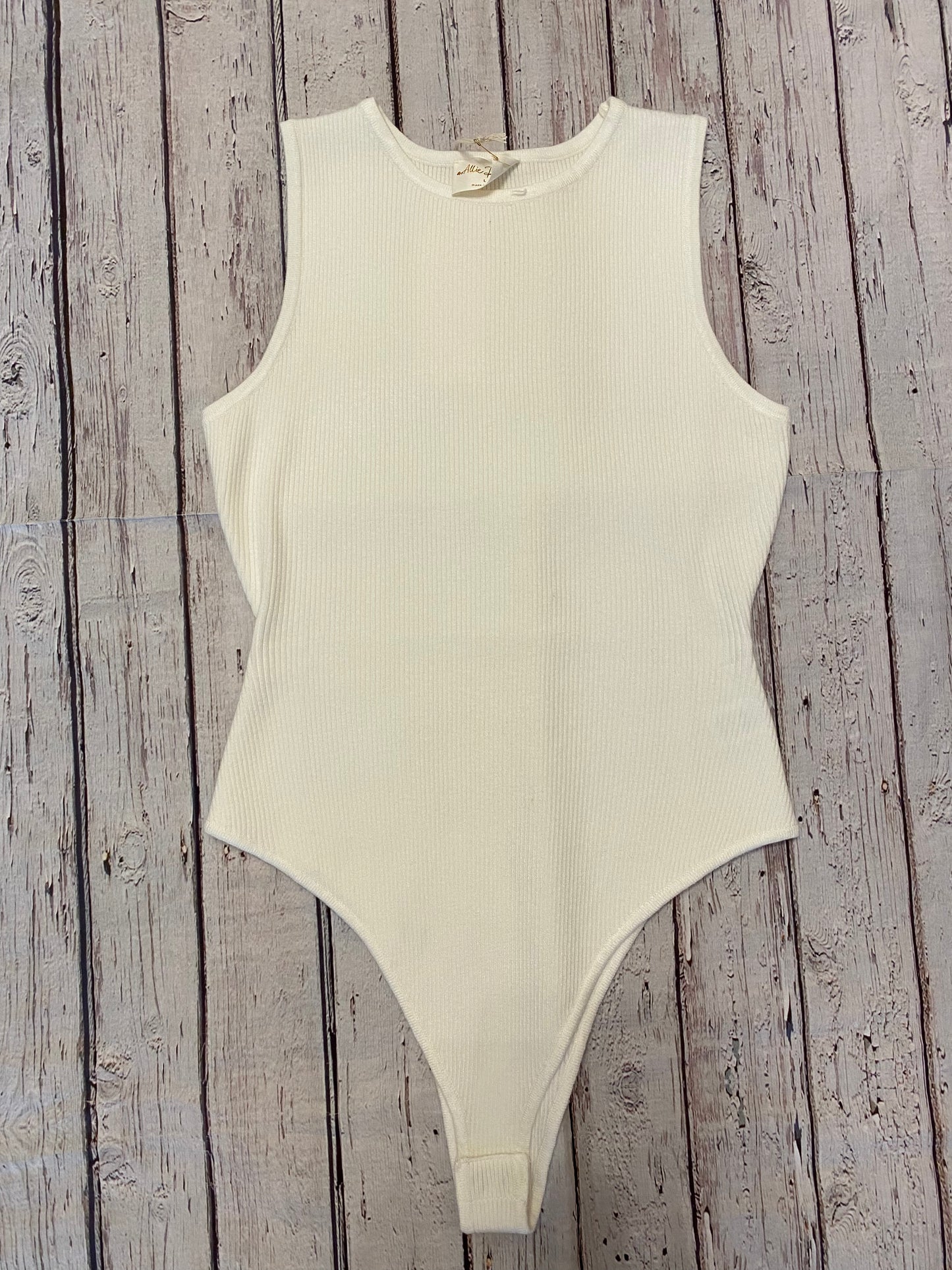 Offwhite High Neck Ribbed Bodysuit