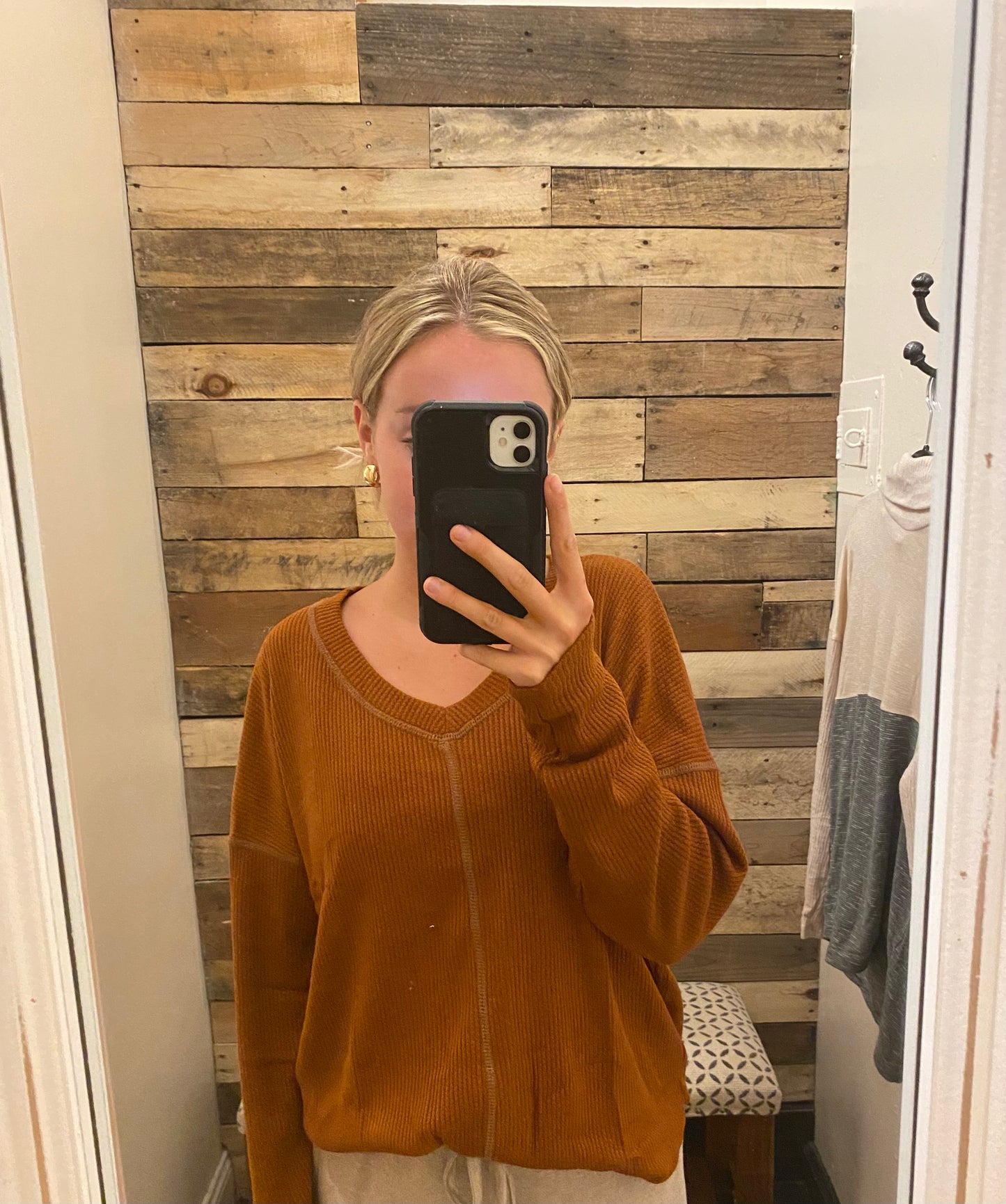 Copper Knit Waffle Top