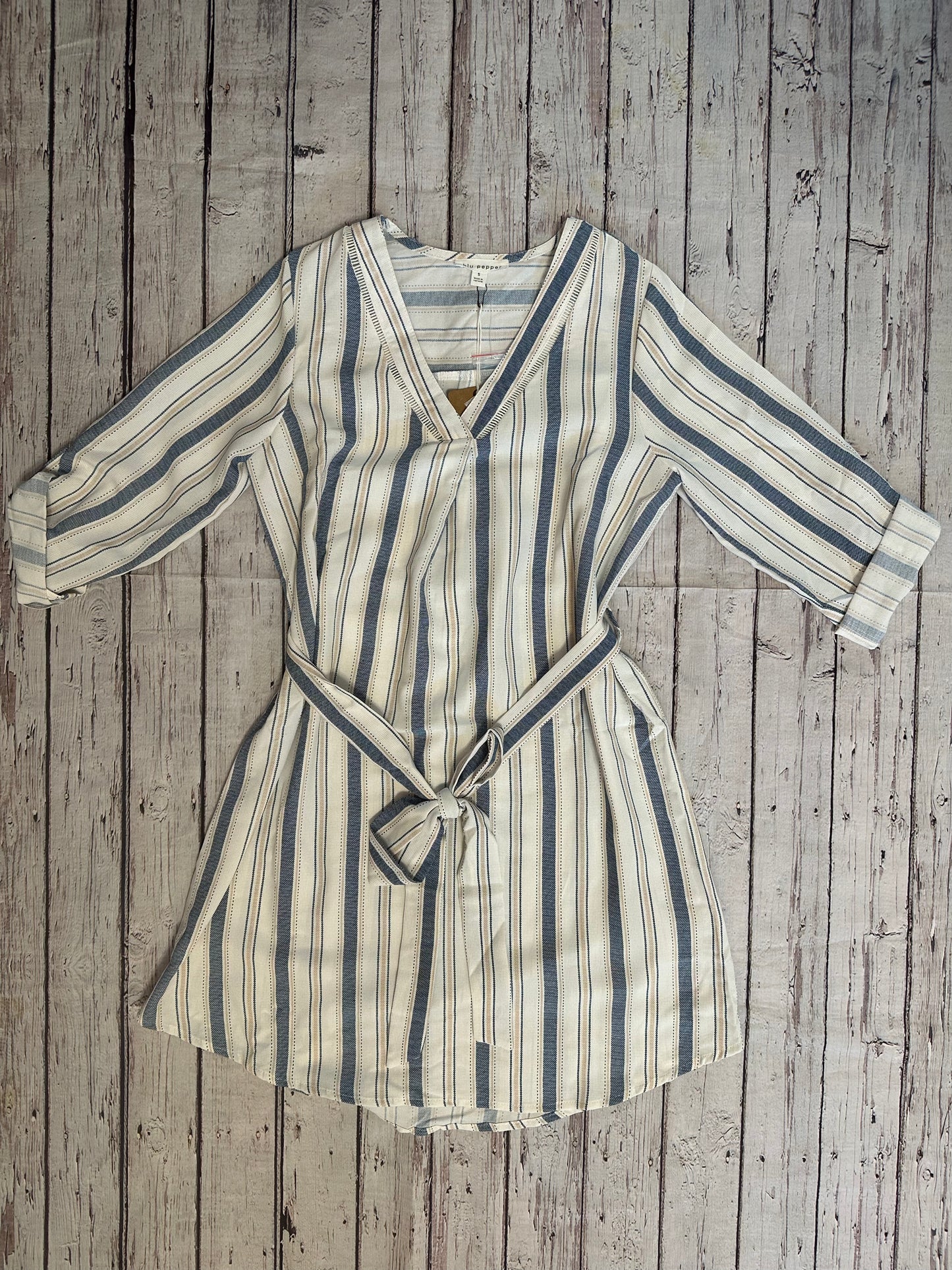 Navy Striped V-Neck Dress