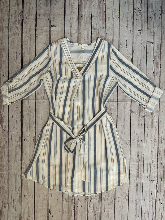 Navy Striped V-Neck Dress