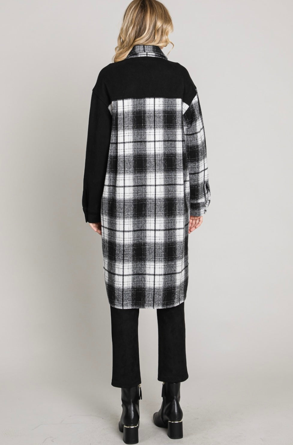 Soft Corduroy and Plaid Long Shacket