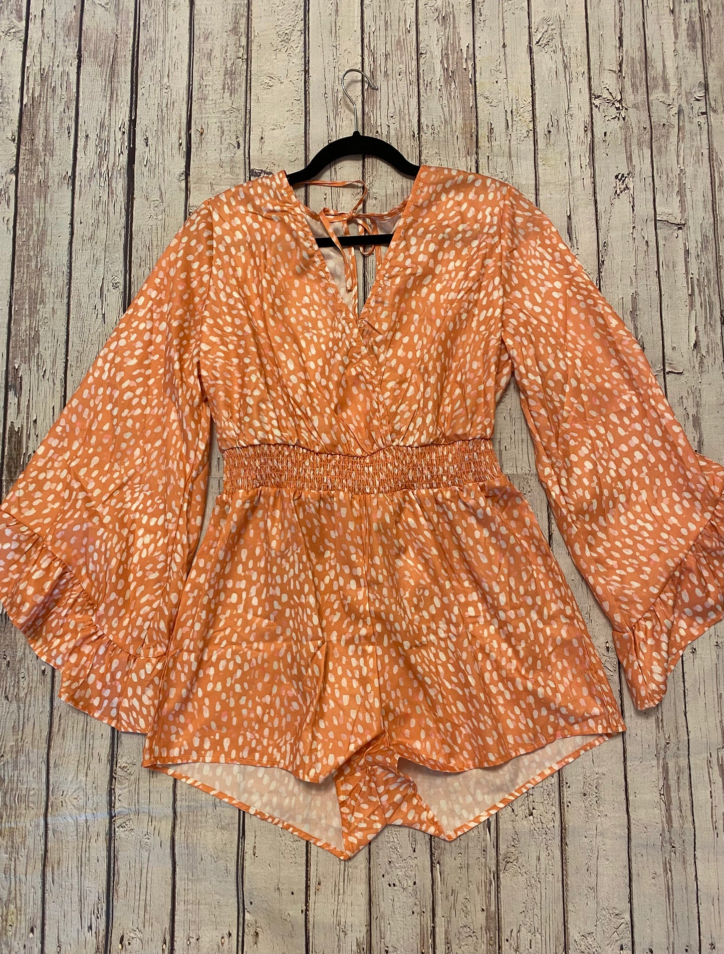 Orange/White Dot Flowy Romper