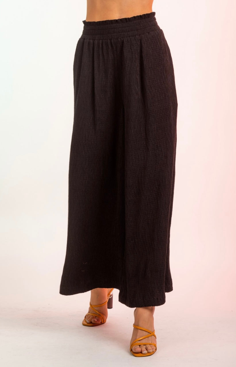 High-Waist Crinkled Wide Leg Pants