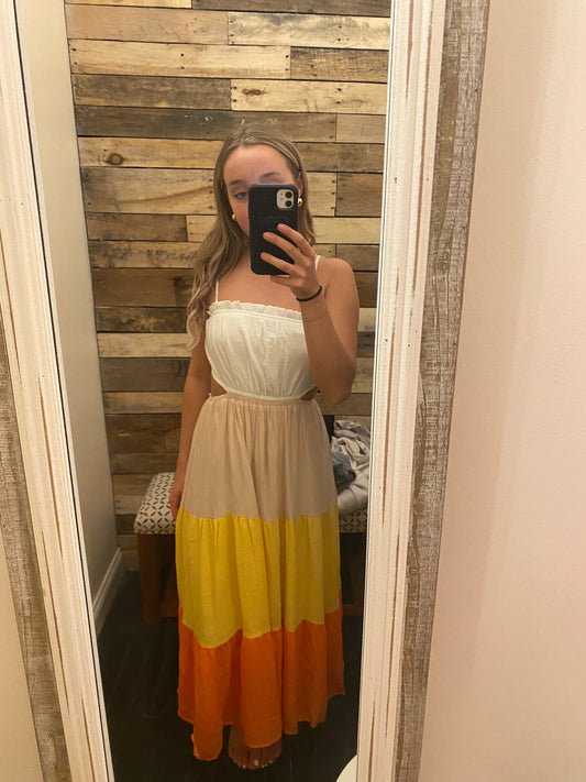 Colorblock Cut-Out Maxi Dress
