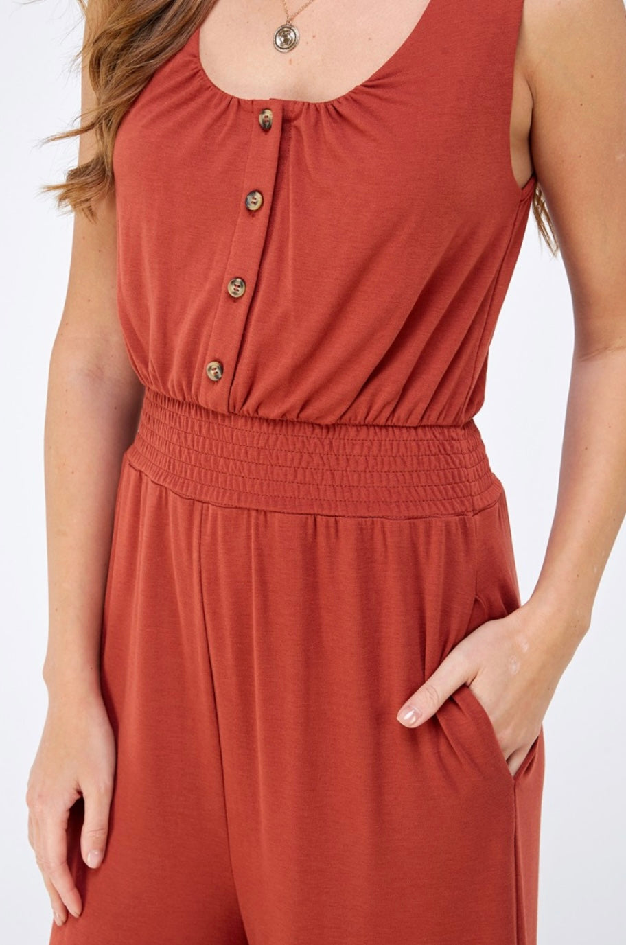 Knit Solid Sleeveless Jumpsuit