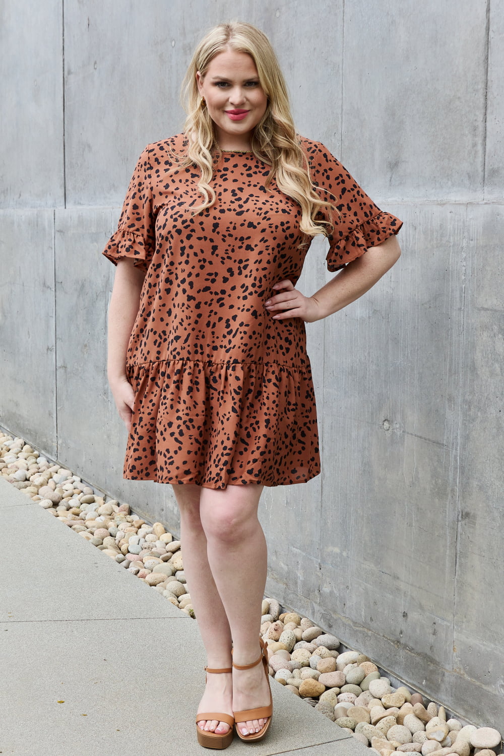 Jade By Jane Sweet & Playful Full Size Ruffle Sleeve Mini Dress
