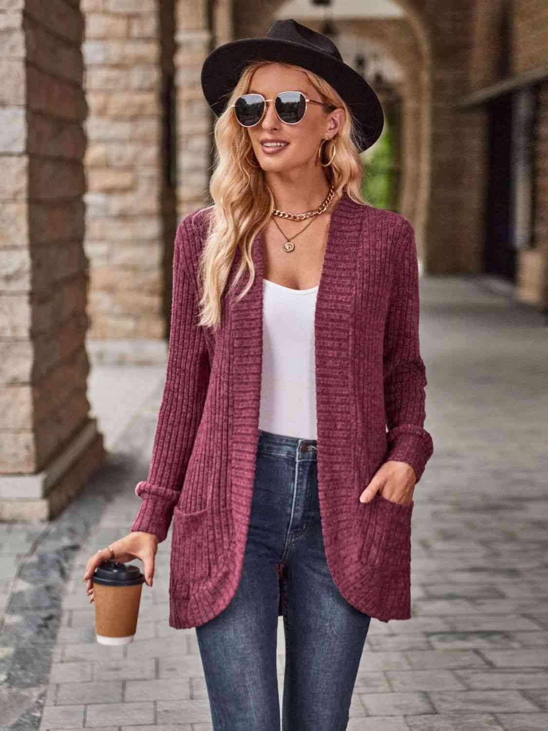 Open Front Cardigan with Pockets – Perfect Little Peach