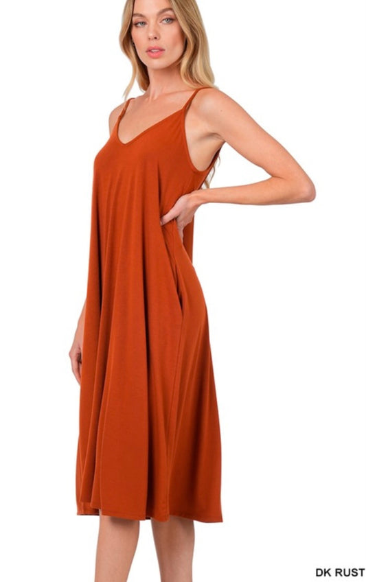 V-Neck Cami Knee Length Dress