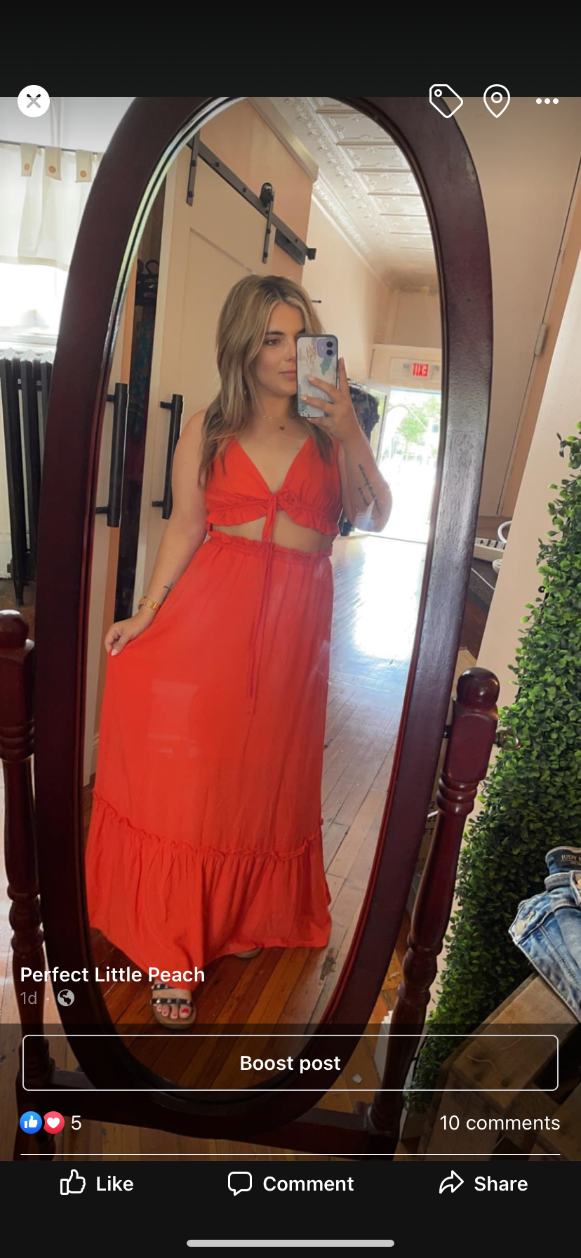 Coral cut out sundress