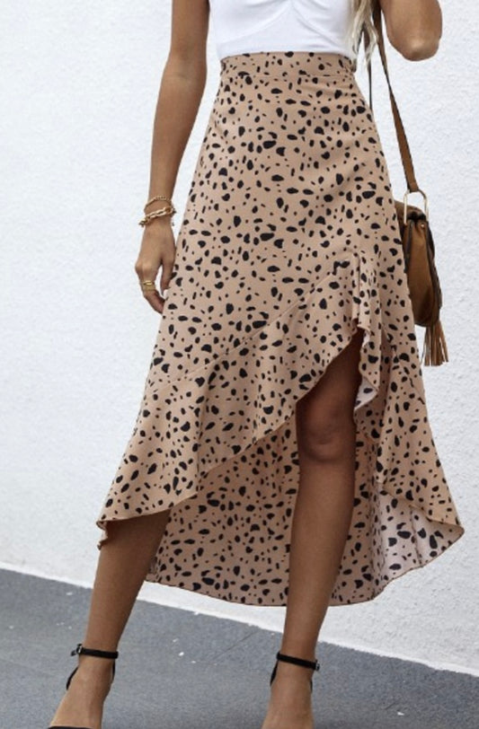 Cheetah Print Ruffled MIDI Skirt