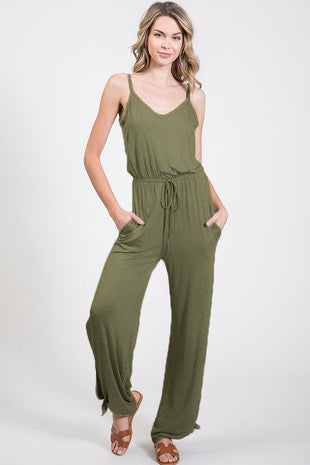 Olive Split Side Tied Jumpsuit