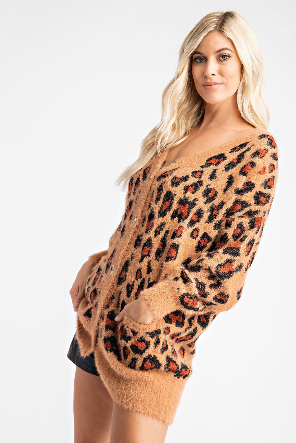 Leopard Print Sweater Cardigan