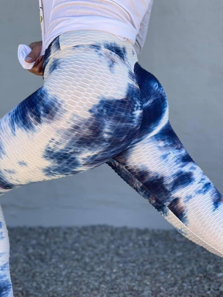 Tiktok leggings - Blue tie dye