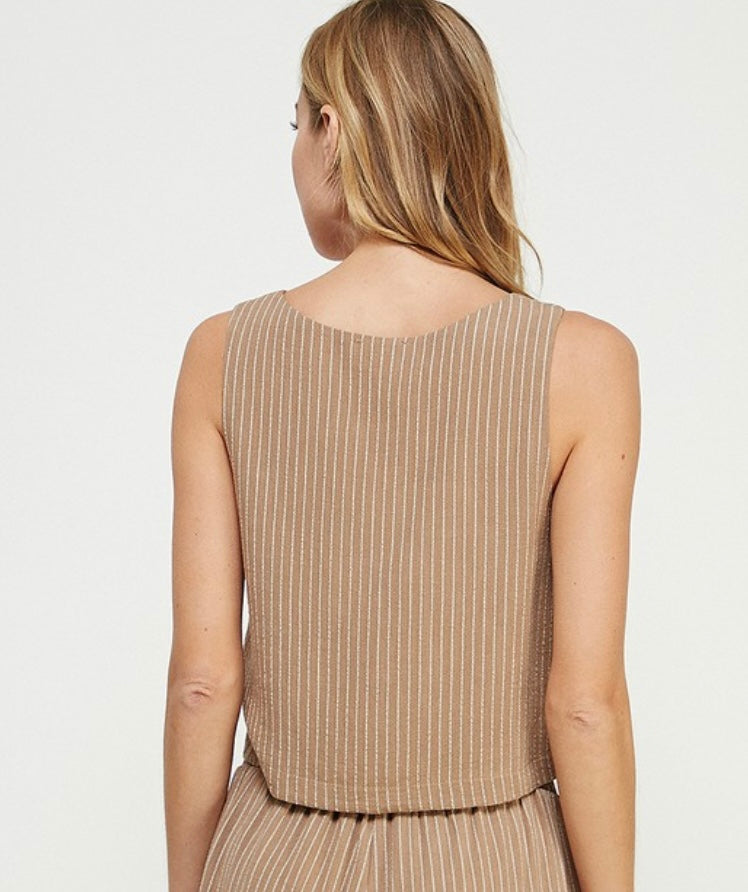 Fawn White Soft Linen Neck Tank