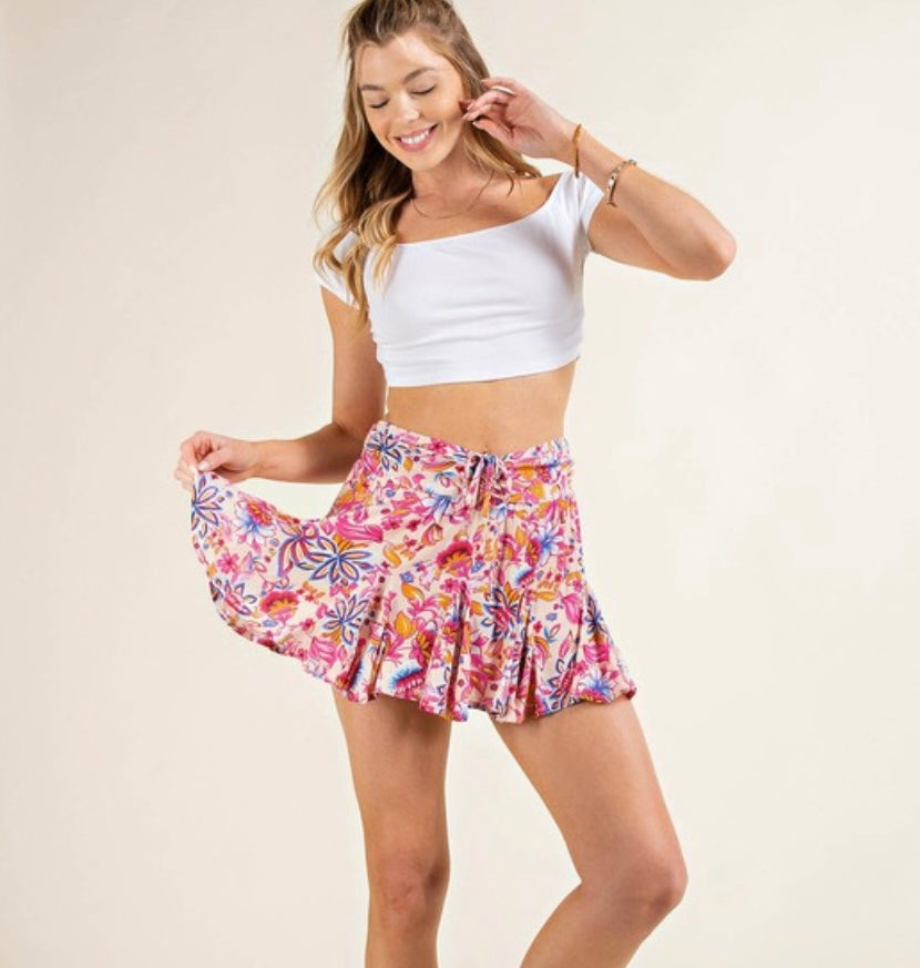 Floral Pink Combo Skort