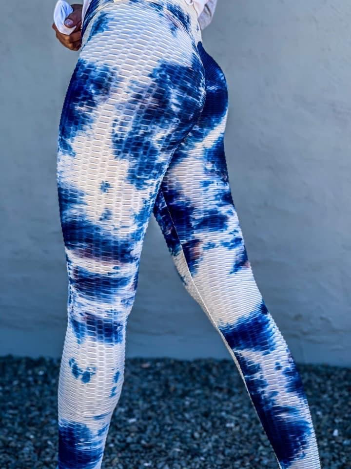 Tiktok leggings - Blue tie dye