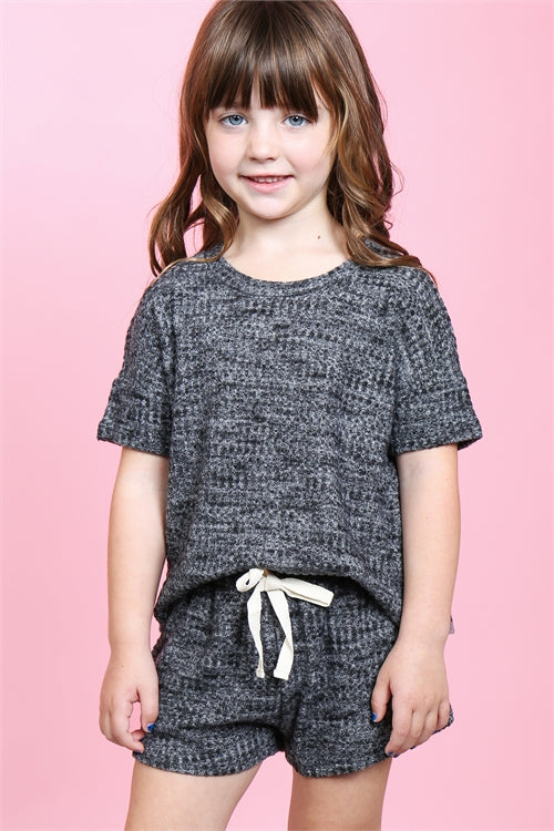 Toddler waffle chambray lounge set