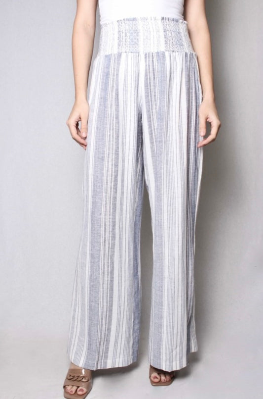 White & Blue Stripped Pants