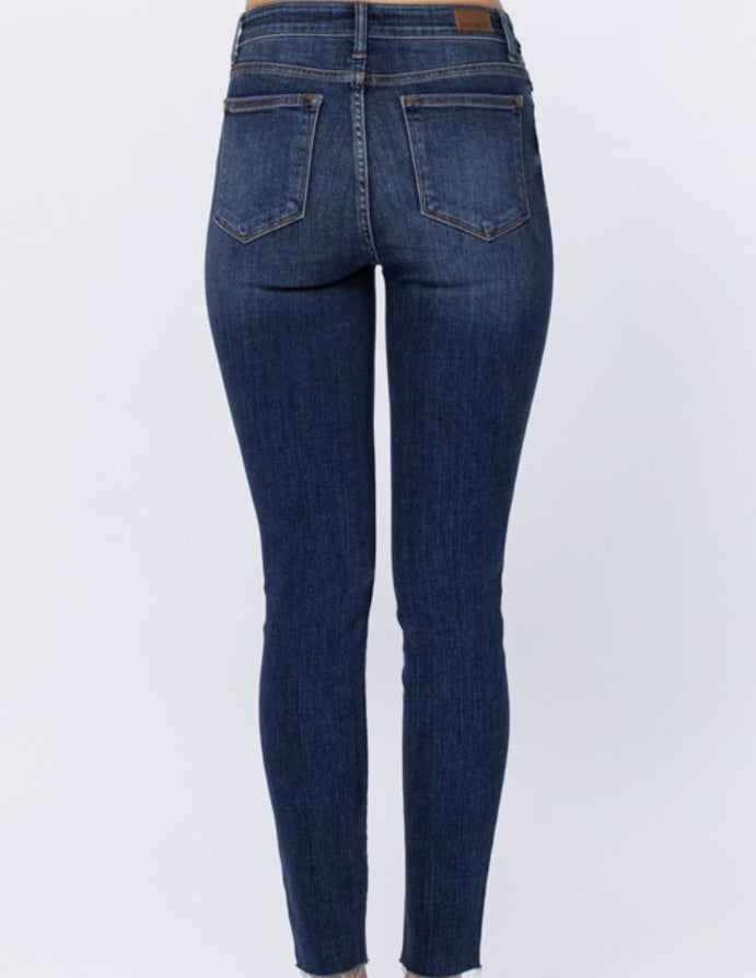 Judy Blue Hi Rise Button Fly Cut Off Skinny