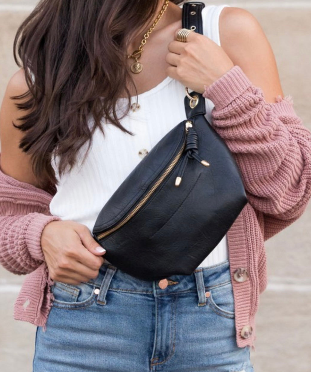 Black Chain Sling Bag